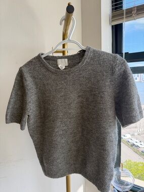 H&M Gray Short Sleeve Crewneck Sweater